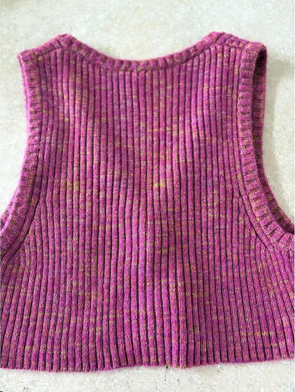 Free People Ribbed Knit Vest in Pink and Orange - Picture 2 of 3